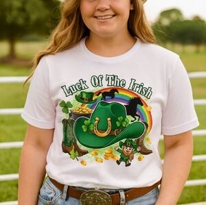Luck of the Irish Graphic Tee – St. Patrick’s Day Shirt with Leprechaun
